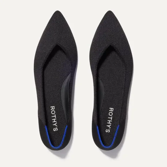 Rothy's The Point II Black Flats Pointed Toe In Love Insole Ballet Flats 6.5 - Picture 1 of 13